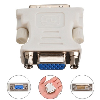 ตัวเมีย 15Pins VGA ถึง 24 + 1 Pin ตัวผู้ DVI-D อะแดปเตอร์แปลงสายเคเบิลวิดีโอ ☆Litastefulvedo