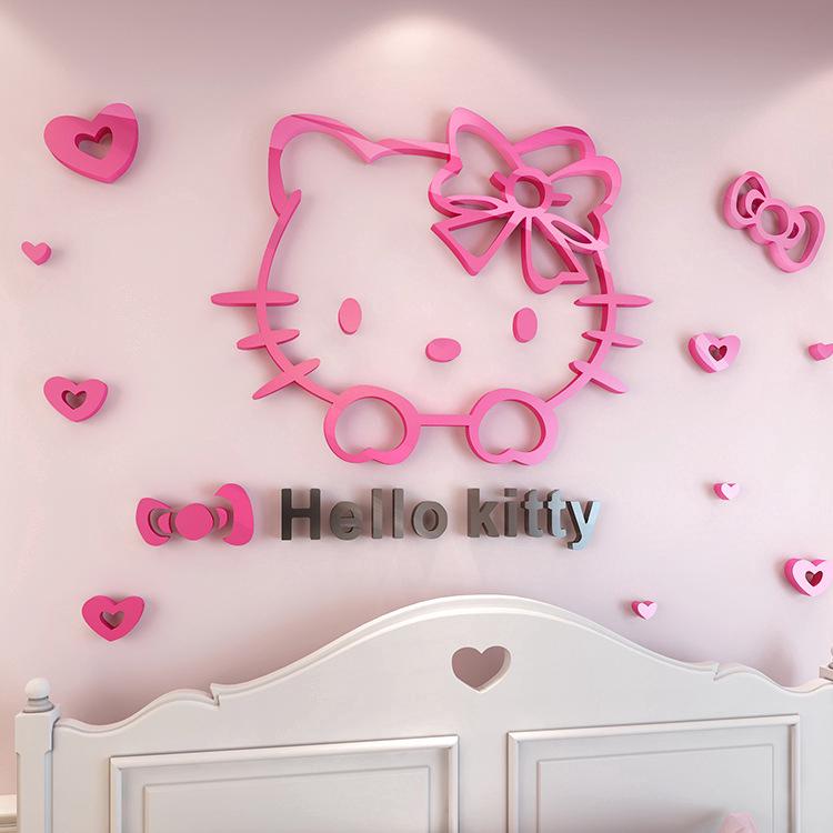 สติกเกอร์ติดผนัง Hello Kitty แบบ 3 มิติ สำหรับห้องเด็ก DIY