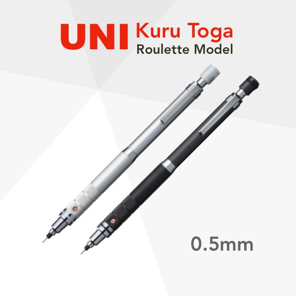 Kurutoga(คุรุโตกะ) UNI Kuru Toga Roulette Model Mechanical Pencil 0.5 mm Black/Silver ดินสอกด KURUTOGA Mechanical Pencil 0.5mm M5-1017 Drafting Pencil shipped directly from Japan Uni Kuru Toga M5-1017 Roulette Mechanical Pencil - 0.5 mm