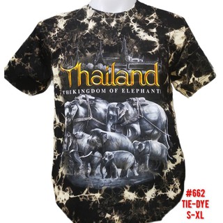 เสื้อยืด กัดดำ มัดย้อม สกรีนช้าง No.662 Souvenir T-shirt ของฝากต่างชาติ เสื้อบิ๊กไซร์ เสื้อคนอ้วน เสื้อทีม เสื้อครอบครัว