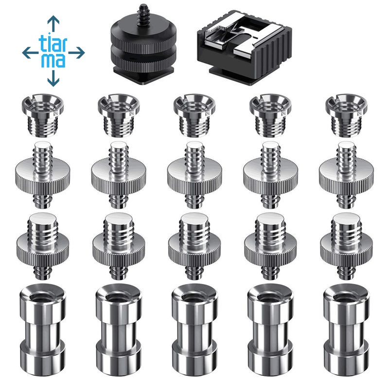 Camera Screw, 22 Pcs 1/4 Inch and 3/8 Inch Converter Threaded Screws Adapter Mount Camera Hot Shoe M