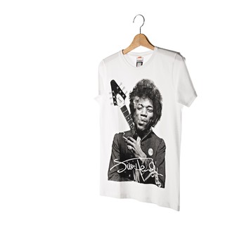 ราคาระเบิดINDEEZ : เสื้อยืดสีขาว พิมพ์ลาย Jimi Hendrixรหัสเต็มS-3XL