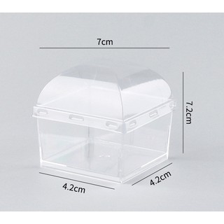 ถ้วยมูสใสทรงสี่เหลี่ยม พร้อมฝาทรงโดมเหลี่ยม  (U19) แพค 20 ชิ้น