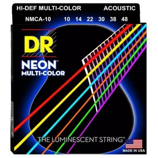 สายกีต้าร์โปร่ง DR STRIN NEON สะท้อนแสง เบอร์10,11,12 Made in USA