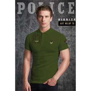 เสื้อโปโล Police Bigsize ทรง Slim fit  พอดีตัว  ผุ้ชาย/ผู้หญิง สีดำ,กรม,ขาว,เทา  (BP15)