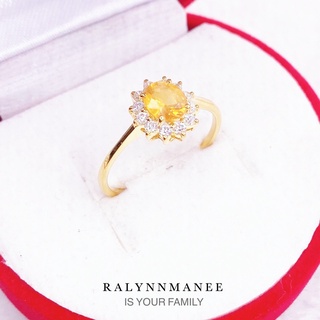 S6404 แหวนพลอยบุษราคัมแท้ ( Yellow sapphire ) ตัวเรือนเงินแท้ 925 ชุบทอง มีไซส์ 45-64 เลือกไซส์แหวนที่ตัวเลือกสินค้านะคะ