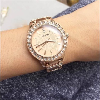 Fossil Jsse crystal rose gold tone stainless watch แท้100%