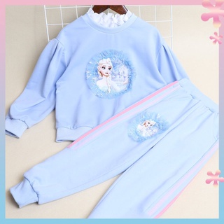 Girls spring suit 2022 Spring and Autumn new childrens long-sleeved cotton sweater casual pants Western style childrens clothing two-piece set