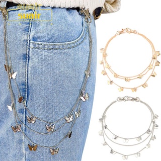 SUBEI Street Style Rivet Gothic Jeans Chain Waist Belt Hook Keyring Pants Keychains