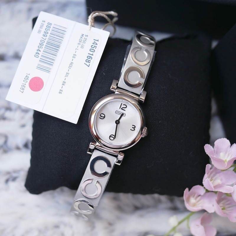 พร้อมส่ง นาฬิกาข้อมือผู้หญิง Coach นาฬิกาข้อมือทรงกำไลสีเงิน 14501687