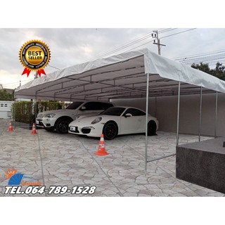 โรงจอดรถสำเร็จรูป เต็นท์จอดรถ CARSBRELLA รุ่น TWIN A สําหรับรถยนต์ขนาดเล็กถึงขนาดกลางสามารถจอดรถได้ 2-3 คัน