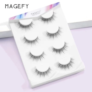 MAGEFY ขนตาปลอม 3D แบบใช้ซ้ำได้ หนานุ่มเป็นธรรมชาติ กันน้ำ ติดทนนาน ขนตาปลอมระดับมืออาชีพ 4 คู่ 7307