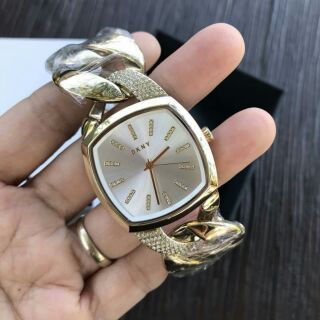 DKNY Chanin Silver Dial Ladies Gold Tone Bangle แท้💯