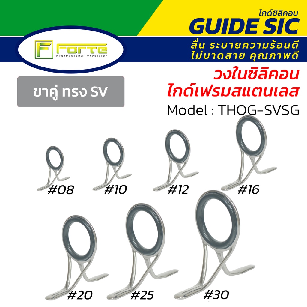 ไกด์คันเบ็ด Forte รุ่น SVSG วงในซิลิคอน(SiC) เฟรมสแตนเลส ระบายความร้อนดี ลื่น ไม่บาดสาย ส่งเหยื่อไกล