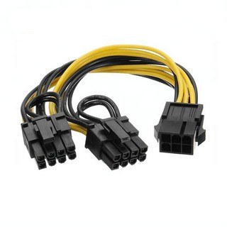 สายแปลงไฟเลี้ยงการ์ดจอ 6Pin เป็น(6+2)แยก2หัว  ทองแดงเส้นใหญ่18AWG ไม่ต้องกลัวไหม้