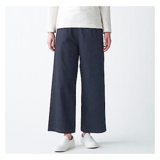 กางเกงยีนส์ผ้าใส่สบายทรงขากว้าง (Muji) มีเชือกผูกเอว