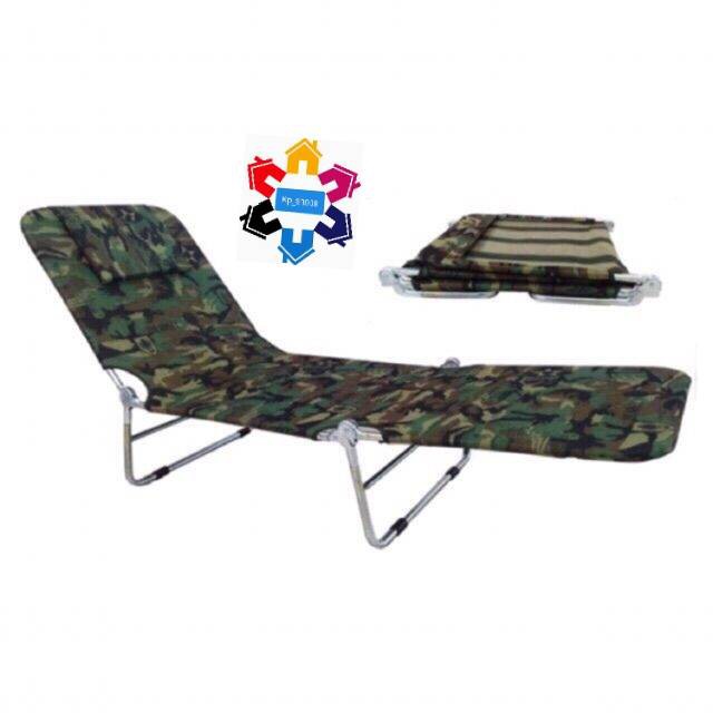 เตียงสนาม เตียง 3 พับ เตียงพับทหาร ขนาด 60x185x27 ซม.สีพราง