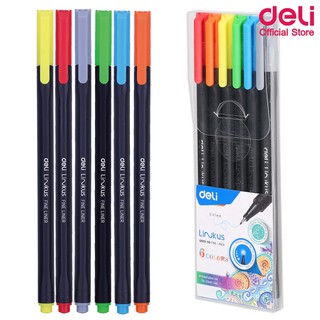 Deli Q90006 Fine liner ปากกาไฟน์ไลน์เนอร์ 6 สี ปากกาสี ปากกาไฟน์ไลน์เนอร์ ปากกาตัดเส้น ปากกาวาดรูป