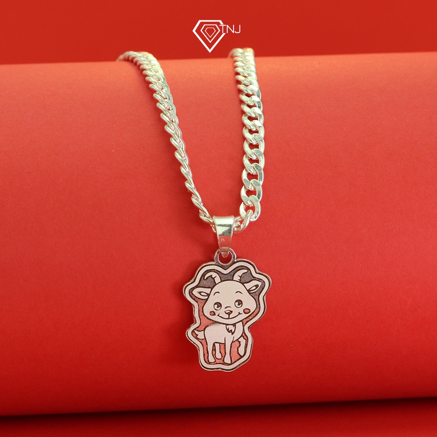 สร้อยคอเงินเด็กรูปแพะสลักชื่อ DCT0047 TNJ Jewelry