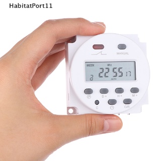 Habitatport สวิตช์ตั้งเวลาดิจิทัล หน้าจอ LCD DC AC 12V 16A OVP