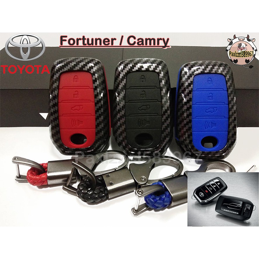 เคสเคฟล่ารีโมทกุญแจรถยนต์ Toyota โตโยต้า รุ่น Fortuner / Camry ฟอร์จูเนอร์/แคมรี่ (4ปุ่ม)(สมาร์ทคีย์)