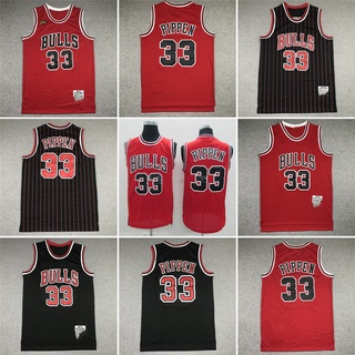 เสื้อกีฬา ปักลาย Chicago Bulls 33 Pippen Jersey สไตล์เรโทร