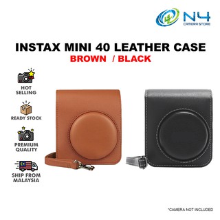 Instax Mini 40 ซองหนังสีน้ําตาล หนังสีดํา Mini 40 เคสนิ่ม กระเป๋าย้อนยุค เคสหนัง Pu Mini 40 เคสแข็ง