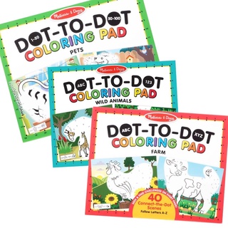 [40แผ่นต่อจุด] สมุดระบายสีจัมโบ้ต่อจุด ABC และ 123 Melissa &amp; Doug ABC Dot-to-Dot Coloring หลากรุ่น 30260/30261/9104 รีวิวดีใน Amazon USA แผ่นใหญ่ขนาด 34x28cm มาลิซ่า