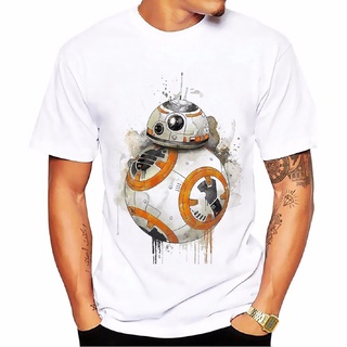 เสื้อยืดผ้าฝ้ายเสื้อยืดแขนสั้น พิมพ์ลายหุ่นยนต์ Star War Bb 8 Robot สีน้ํา แฟชั่นสําหรับผู้ชาย 2022L XL  XXL 3XL