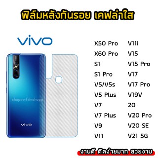 ฟิล์มกันรอยหลัง VIVO ทุกรุ่น X50Pro Nex3 V17Pro V15 V15Pro V20SE V11i  V7 V19 V20Pro ฟิล์มหลังเคฟล่า แบบใส ฟิล์มเคฟล่า