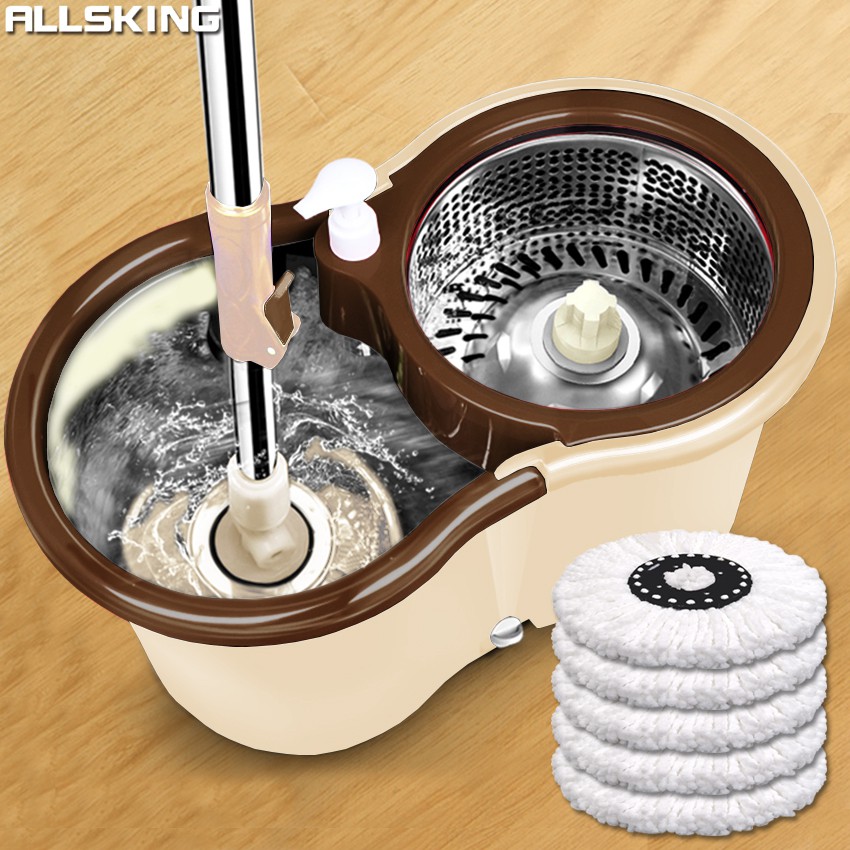 Allsking ถังปั่นถูพื้น ถังปั่น Spin mop ถังปั่น2ระบบ