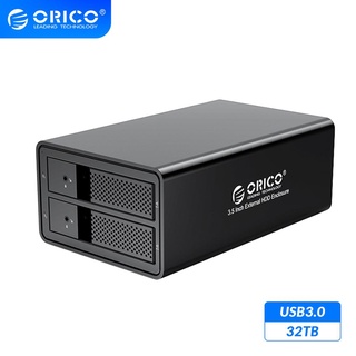 Orico 2 Bay 3.5 นิ้ว USB3.0 HDD Docking Station รองรับ 32TB UASP พร้อมอะแดปเตอร์ 36W ภายใน อลูมิเนียม HDD