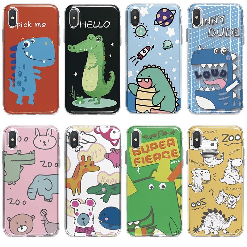 Samsung Galaxy A6 A6+ Plus A7 A8 A8+ Plus A9 2018 เคสโทรศัพท์ใสนุ่ม ไดโนเสาร์ตัวน้อย