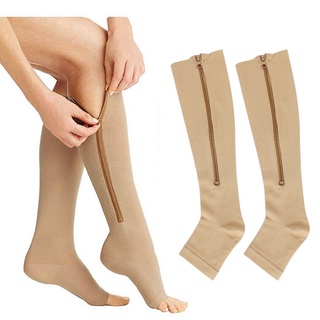 ถุงเท้าบีบอัดทองแดง 1 ชิ้น ถุงน่องบีบอัดซิป พร้อมซิป chaussette de compression medias de compresion