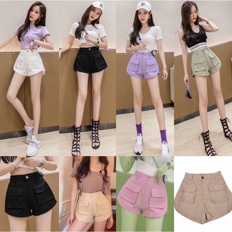 Pink-shop（พร้อมส่ง)🔥กางเกงบอลลูนสุดฮิต กางเกงขาสั้นสีพาสเทล