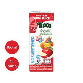 TIPCO น้ำผลไม้ผสมน้ำผักรวม สูตรหวานน้อย Mixed Veggie &amp; Fruit Juice, ACE 180 ml.x24กล่อง