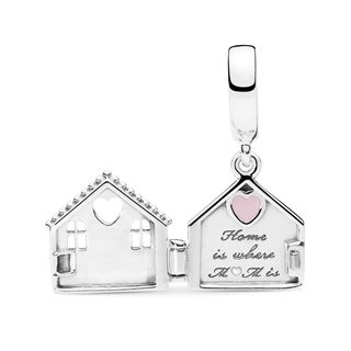 [พร้อมส่ง สินค้าแท้ 💯] Pandora House Silver Dangle With Pink Enamel Charm