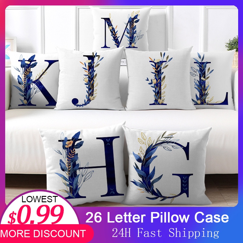 Fuwatacchi Flower Letter Pillow Case Plant Tree Around Alphabet Cushion