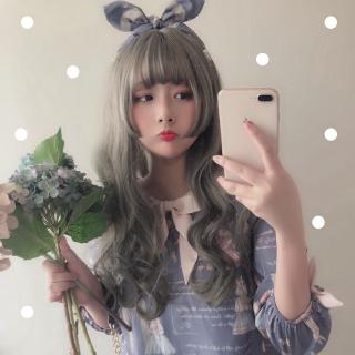 Japanese Lolita Wigs Princess Cut Three Knife Qi Liu Hai Wig Female Long Curly Hai Jellyfish Wig