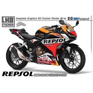 สติ๊กเกอร์แต่งลายรถ HONDA CBR 500 ปี 2019-2022 ลาย Repsol