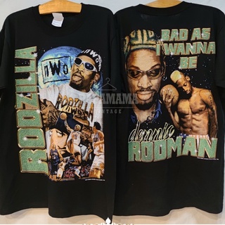 เสื้อยืดผ้าฝ้าย [ DENNIS RODMAN ] Bas as i waana beเดนนิส รอดแมน เสื้อบาส เสื้ือกีฬา Chicago Bulls papamama vintageS-3