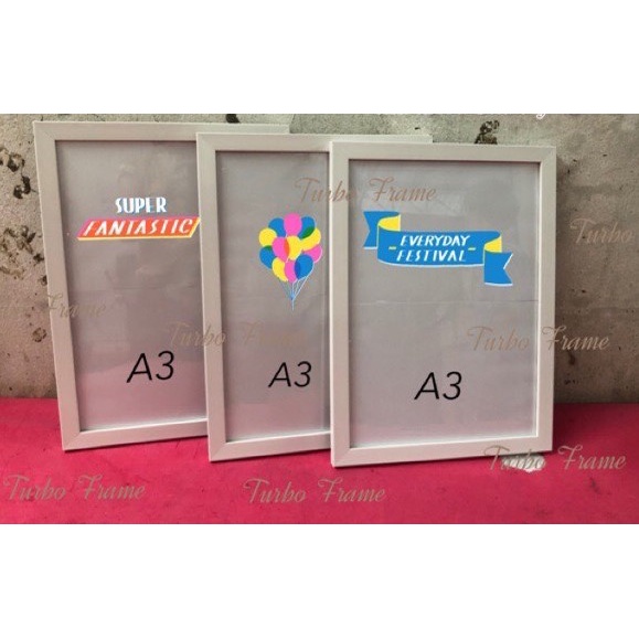 กรอบรูปสีขาวแต่งบ้าน ขนาด A3 (ขอบ 2 cm.)10x15", 11x14", 12x15",12x16",12x18"**พร้อมขาตั้ง+กระจก**