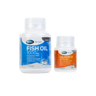 เซทน้ำมันปลา 30 แคปซูล+แคลเซี่ยม 20 แคปซูล Mega We Care Fish Oil 30 แคปซูล + Calcium-D บำรุงกระดูก 20 แคปซูล