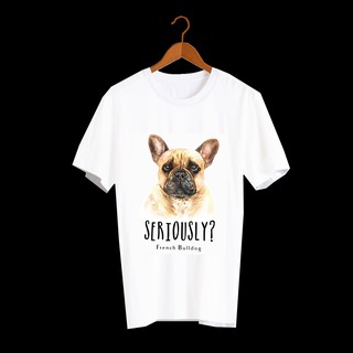 เสื้อลายหมา DI6 เสื้อยืดลายหมา French Bulldog เสื้อยืดพิมพ์ลายน้องหมา เสื้อยืดลายสวยๆ