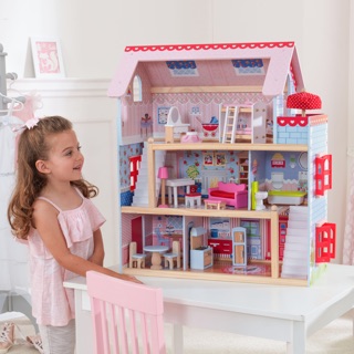 KidKraft Chelsea Doll Cottage with Furniture บ้านตุ๊กตาเชลซี คอทเทจ มาพร้อมกับเฟอร์นิเจอร์ พร้อมเล่น