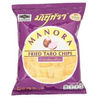 D - day มโนห์รา ข้าวเกรียบทอด รสเผือก ขนาด 65กรัม/ถุง แพ็คละ4ถุง Manora Fried Taro Chips ขนมขบเคี้ยวอบกรอบ porn__shop