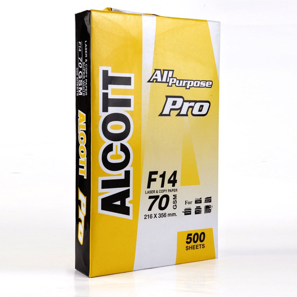 กระดาษถ่ายเอกสาร F14 70แกรม (500แผ่น) แอลคอท Copier paper F14 70 grams (500 sheets) Alcot