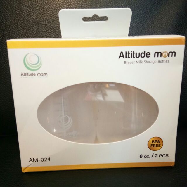 Attitude Mom ชุดขวดเก็บน้ำนม แพคคู่ 8 Oz.