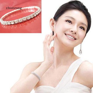 Chu_women  S กำไลข้อมือชุบเงินคริสตัล Rhinestone