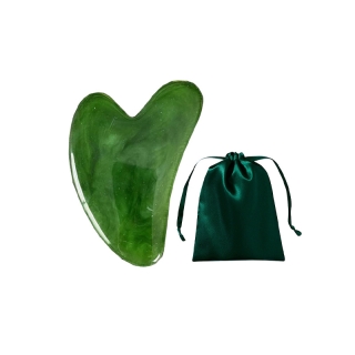 Guasha เครื่องมือนวดใบหน้ากระเป๋าสแตนเลสรูปหัวใจ P00218-สีเขียว